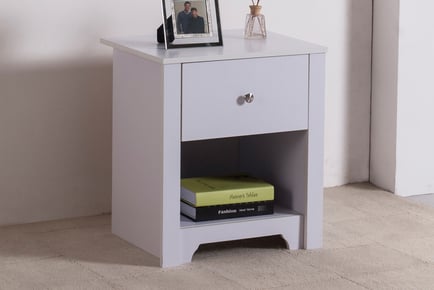 White Bedside Table w/ Drawer