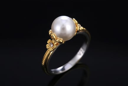 Golden & Silver White Pearl Ring - 4 Sizes
