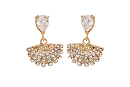 Fan Shaped Crystal Drop Earrings