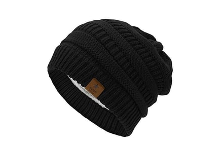 Unisex Fleece Lined Knit Beanie Hat - 5 Colours