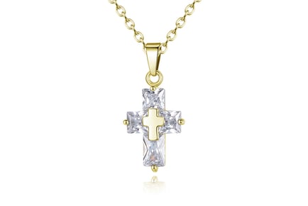 Golden Cross Crystal Necklace