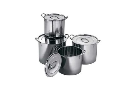 Set Of 4 Stainless Steel Stock Pots