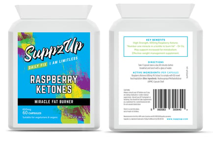 Raspberry Ketones 600mg Capsules - 1mnth Supply*