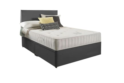 A luxury grey fabric divan bed, Super King, Four Drawers