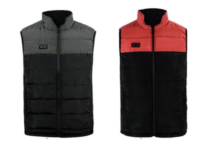 Unisex Double-Sided Heated Gilet Vest - Black Red or Black Grey!
