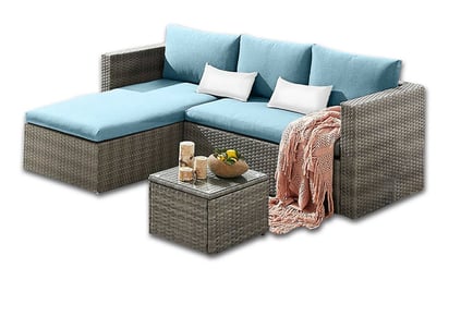 3-Piece Corner Sofa Garden Rattan Set - 3 Colours!