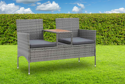 Mixed Grey Rattan Love Seat