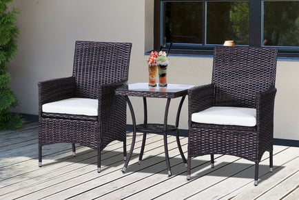 2 Seat Jardí Rattan Bistro Set - 4 Colours