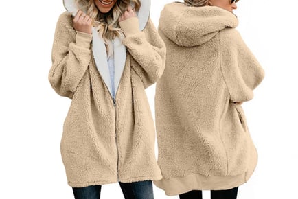 Women's Plush Zip Up Coat - 6 Sizes & 7 Colours!