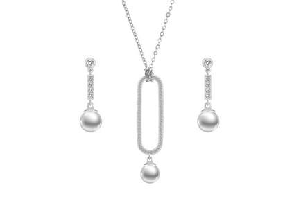 Shell Pearl Necklace and Earrings Set