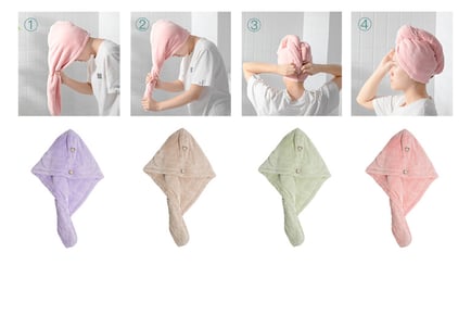 Quick-Dry Fleece Buttoned Hair Towel - 8 Options!
