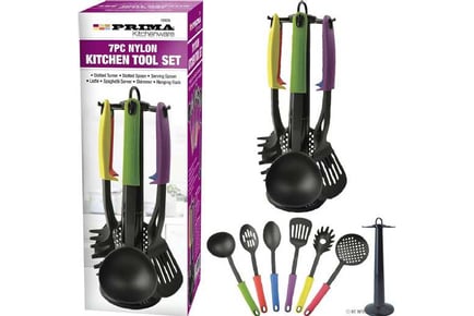 7pc kitchen utensils with stand nylon
