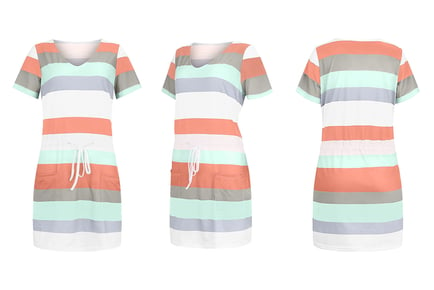 Women's Casual Striped T-Shirt Dress - 6 Colours!