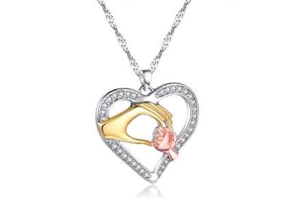 Caring Hands Crystal Heart Pendant