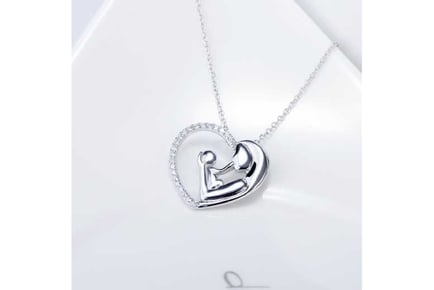 Mother and Child Crystal Heart Pendant