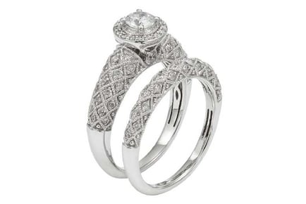 Silver tone Crystal Double Ring