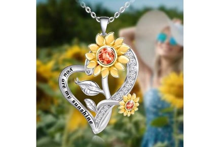 Sunflower Crystal Heart Pendant