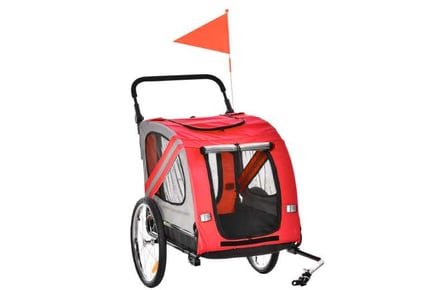 PawHut 2-In-1 Dog Bike Trailer Strollern