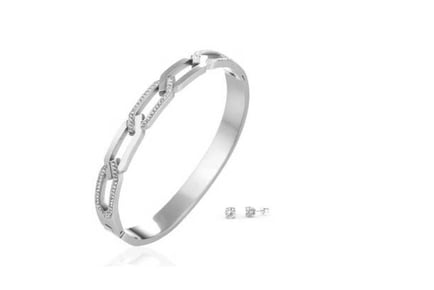 Crux Bangle and Earrings - Silver