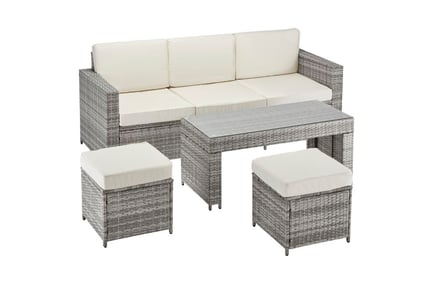 Five-Seater Rattan Furniture Set - Light Grey or Dark Grey