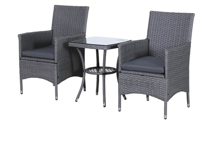 Outsunny Rattan Bistro Garden Chair set