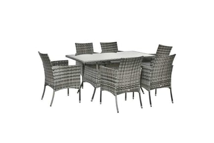 Outsunny 7pc Rattan Furniture Dining Set