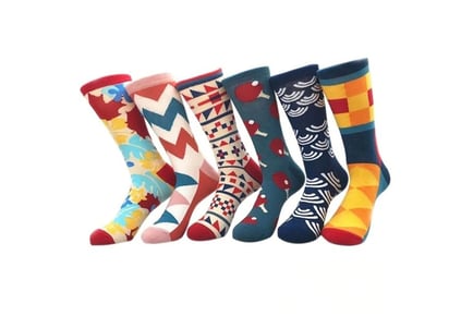 Men's Colourful Pattern Tube Socks - 6 Designs!