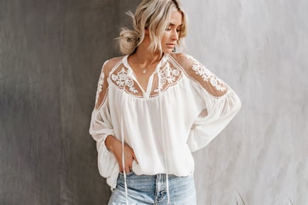 Women's Loose Lace Panel Top - 3 Colours & UK Sizes 10-18