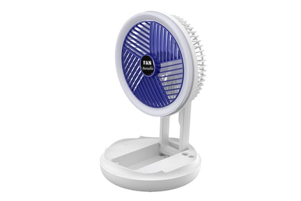 Folding Rechargeable Fan with LED Light - Blue or Grey!