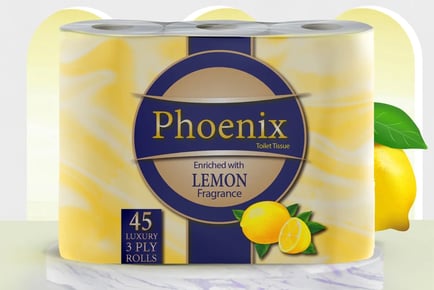 45 Lemon Fragranced Toilet Rolls - 3 Ply & Quilted