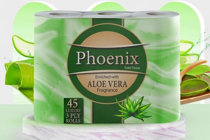 45 Aloe Vera Fragranced Toilet Rolls - 3 Ply & Quilted