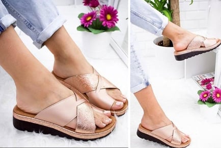 Women's Metallic Toe-Support Wedge Sandals - 3 Colours!