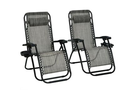 2 Zero Gravity Reclining Garden Sun Loungers