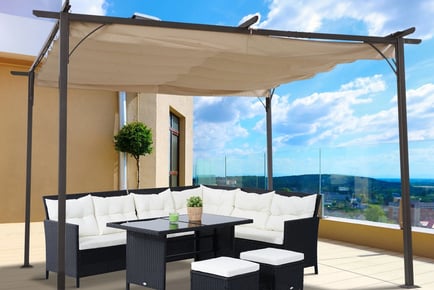 3m x 3m Retractable Canopy Steel Frame Pergola - 2 Options