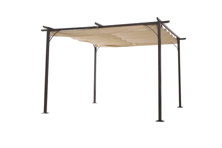 3m x 3m Retractable Canopy Steel Frame Pergola - 2 Options