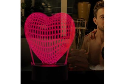 3D 7 led hologram Lamp HEART