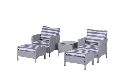 5-Piece PE Rattan Outdoor Garden Furniture Set in Light Grey