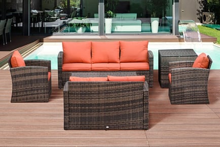 Stylish 6pc Patio Rattan Wicker Sofa Set w Storage and Cushions!