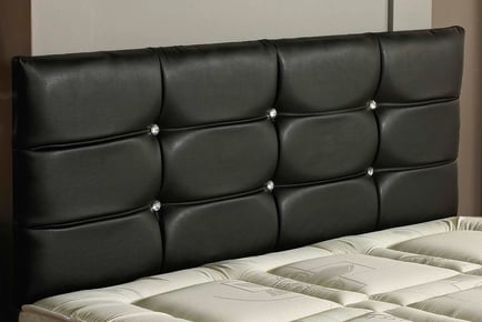 Faux Leather Diamante Headboard - 5 Sizes & 9 Colours