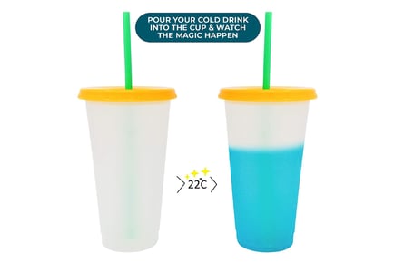 5 Reusable Colour Changing Cups - Patterned or Solid Colour