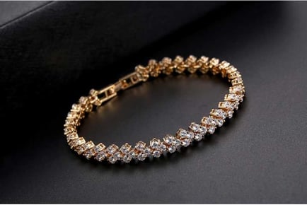 Gold Tennis Bracelet with CZ Crystals