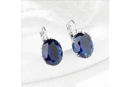 Sapphire Blue Oval zircon drop earrings