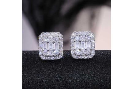 Crystal Filled Square Zircon Earrings