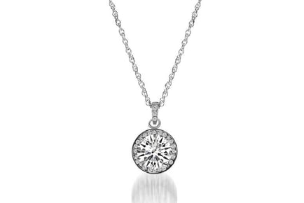 Round Silver Clear Crystal Pendant