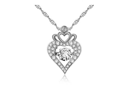 Heart Shaped Crown Crystal Necklace
