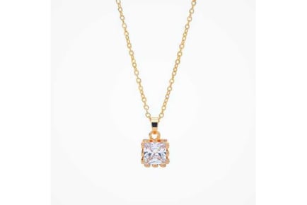 Gold Square Clear Crystal Pendant