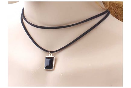 Black Choker Black Crystal Pendant