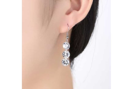 Three Clear Crystal Drop Earrings