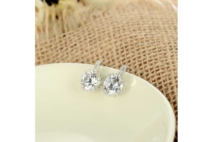 Clear Round Crystal Stud Earrings