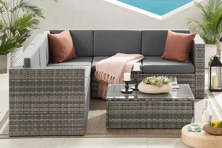 The Tatton Grey Rattan 6 Seat Corner Sofa & Coffee Table Patio